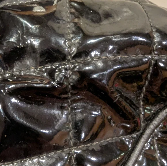 CHANEL Vintage Patent Leather Slit Pocket Shoulder Bag w COA - Picture 14 of 16